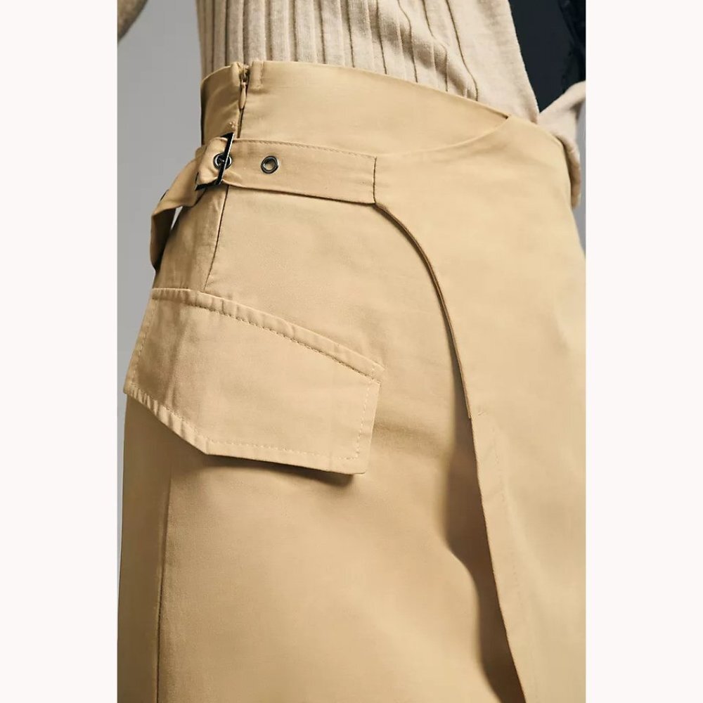 Anthropologie Eva Franco Trousers Wrap Midi Skirt Beige - Picture 5 of 6